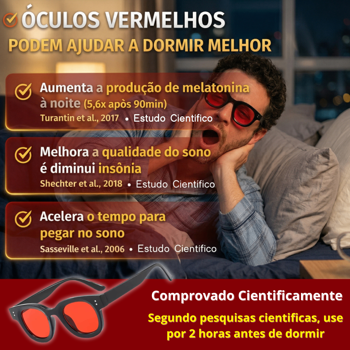 Estudos científicos sobre lentes vermelhas e produção de melatonina
