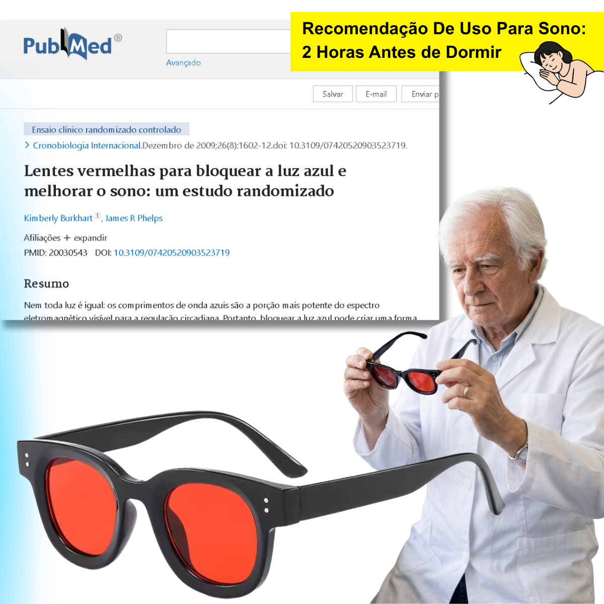 Estudo PubMed: lentes vermelhas para bloquear luz azul e melhorar o sono